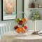 2 Tier Metal Fruit Holder Swing Basket for Kitchen | Detachable Countertop Vegetables Storage Organizer with Display Hammock Stand for Farmhouse, Living Room, Dining Room
